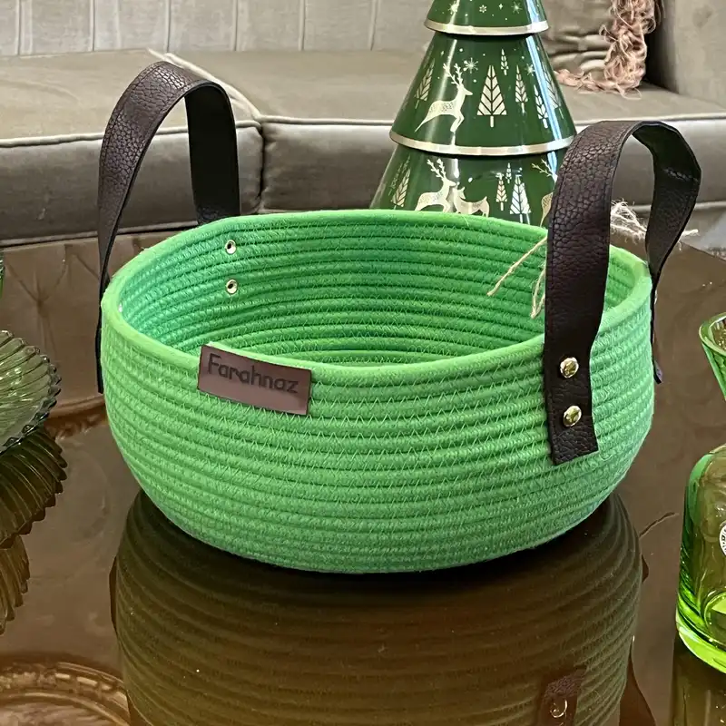 سبد قیطان بافی فرحناز مدل بند چرمی کد G53