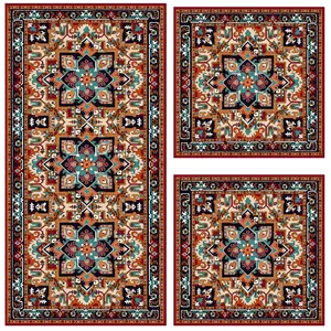 ست رومیزی  سه تکه مستطیل مربع طرح قالی کد 1001