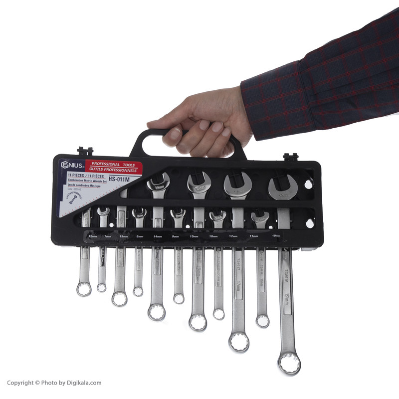 مجموعه ۱۱ عددی آچار یکسر رینگی یکسر تخت جنیوس تولز مدل HS-011M