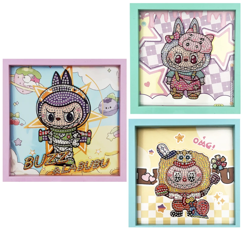 بازی آموزشی مدل نقاشی الماسی قاب دار طرح لبوبو کد 04 مجموعه 3 عددی