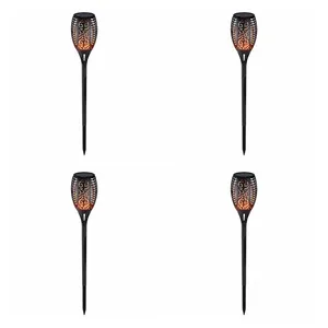 چراغ باغی مدل خورشیدی طرح مشعل کد 126-0 بسته چهار عددی 