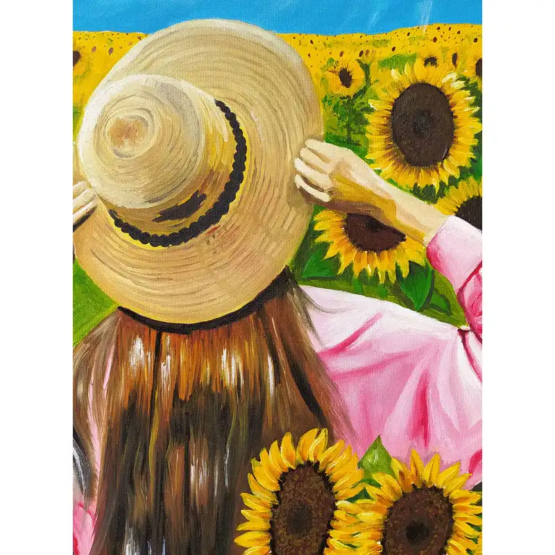 تابلو نقاشی رنگ روغن مدل مزرعه آفتابگردان