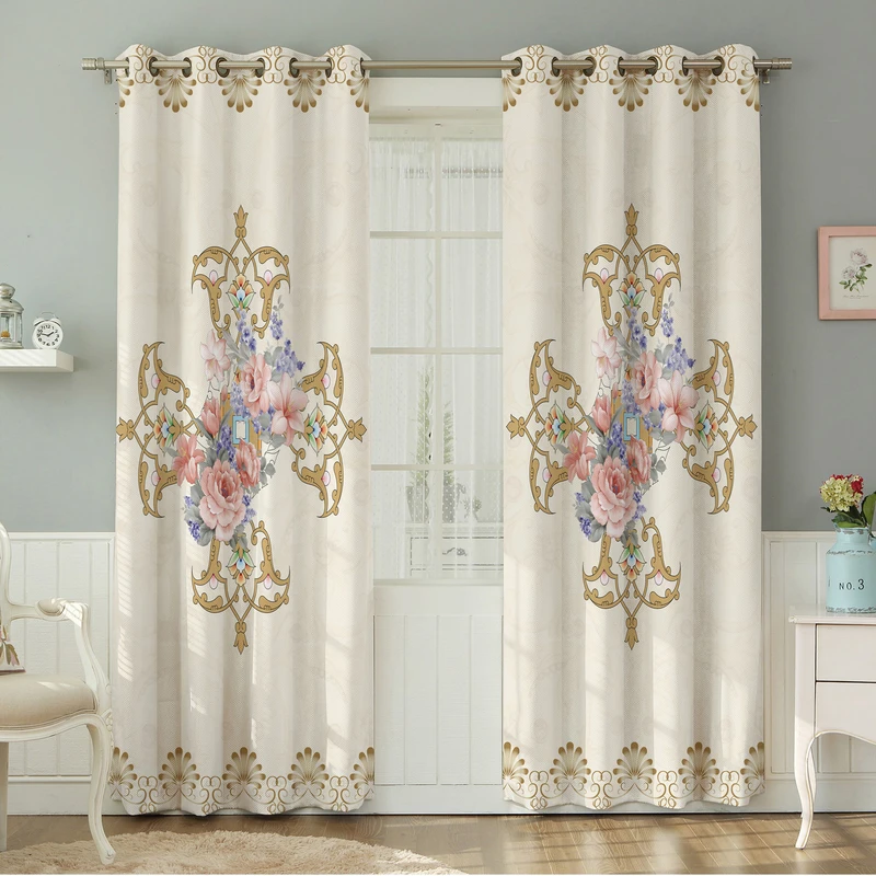 پرده نیروانا طرح  سنتی مدل مخمل کد 4519 سایز 140×280 سانتی متر