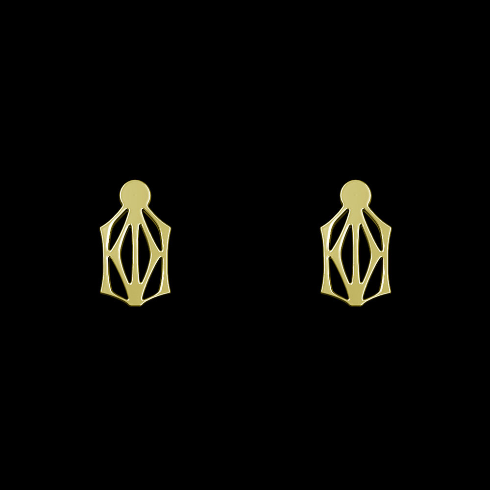 گوشواره طلا 18 عیار زنانه مدوپد مدل هندسی کد GA1-10282