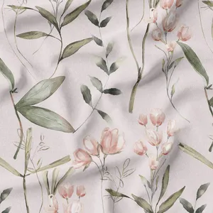 پارچه ملحفه پارچه باما مدل مخمل طرح شکوفه وبرگ  کد 5012237