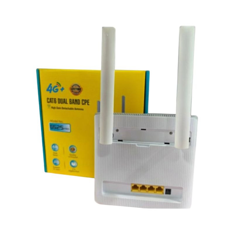 مودم سیم‌کارتی 4G دو آنتنه On-Link مدل g525PRO با پشتیبانی از فناوری TD-LTE و 4.5G، قابلیت اتصال همزمان 32 کاربر، وای‌فای دو بانده 2.4 و 5 گیگاهرتز، پورت LAN با پشتیبانی از کابل CAT6 و امنیت WPA/WPA2