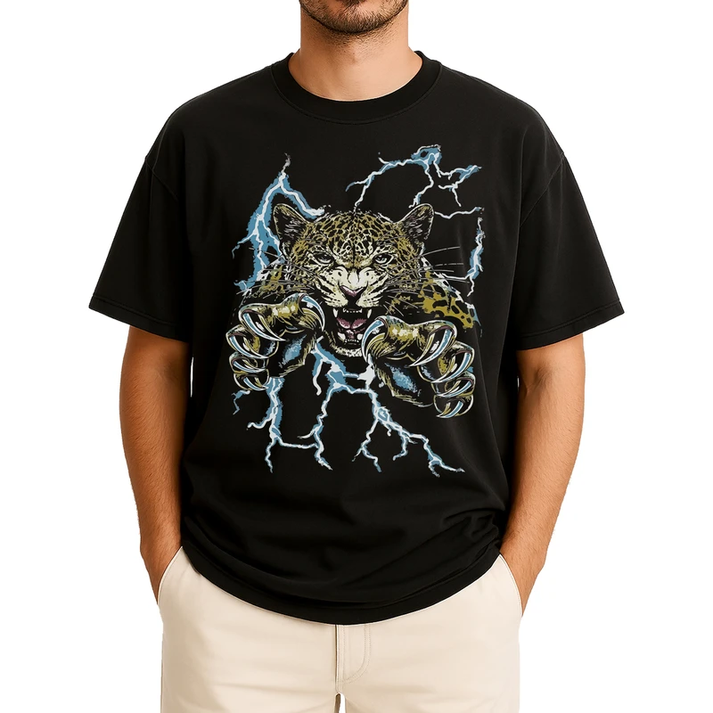 تی‌شرت آستین کوتاه مردانه باهرپوش شرق مدل ببر رعد و برق z431