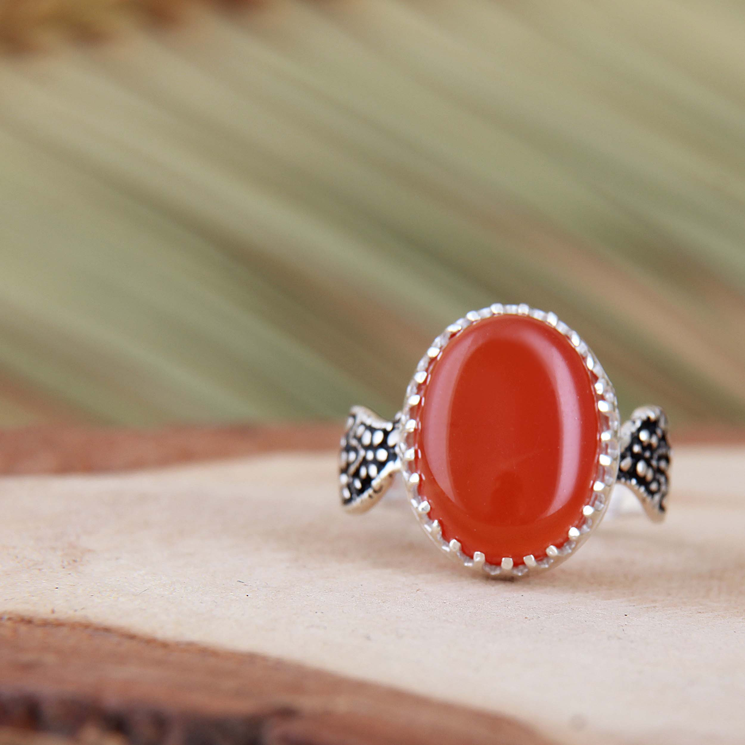 انگشتر نقره مردانه بازرگانی میلادی مدل رکاب سیلندری عقیق کد AM_4323