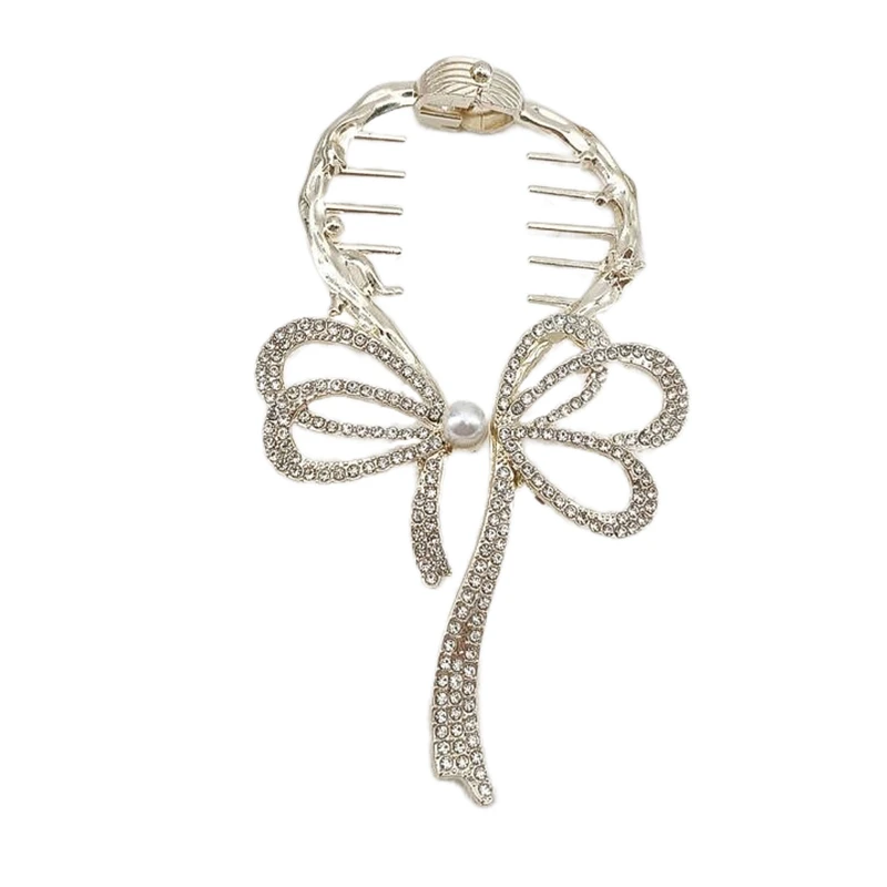 گیره مو زنانه مدل گوجه‌ای پاپیون نگین‌دار آبشاری کد brg 660