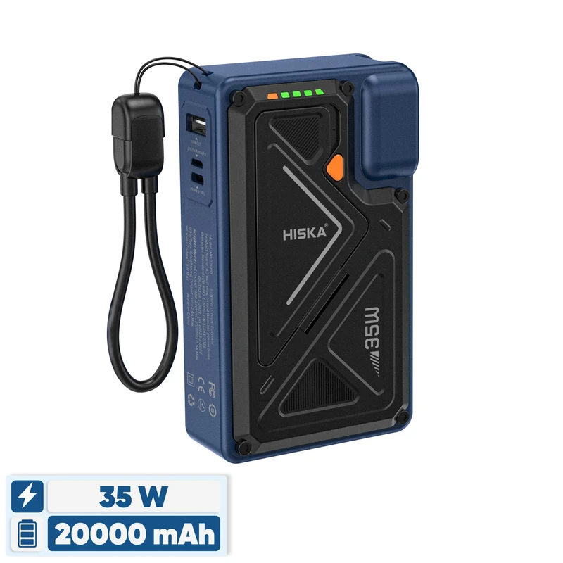 پاوربانک 35 وات هیسکا مدل HP-226PD ظرفیت 20000 میلی آمپر ساعت به همراه کابل متصل USB-C