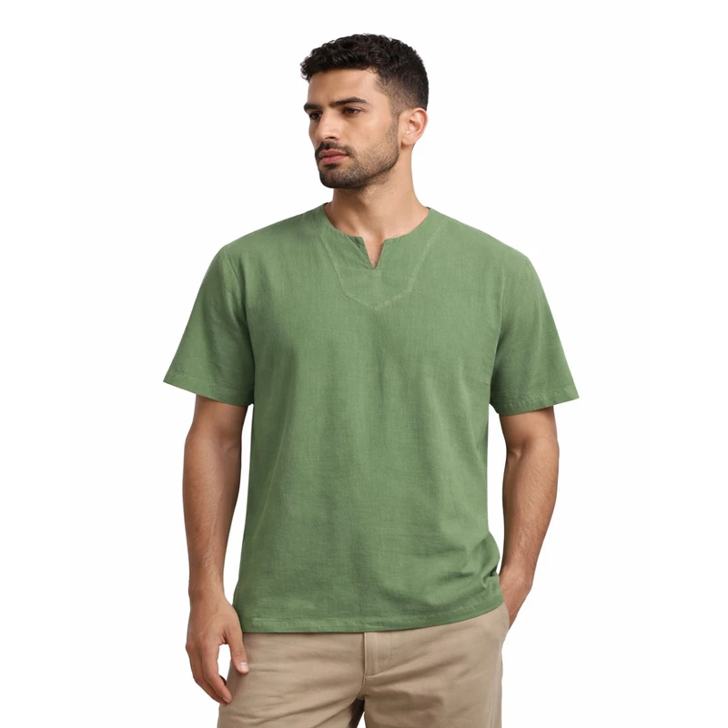 پیراهن دست دوز مردانه مدل یقه کوبایی