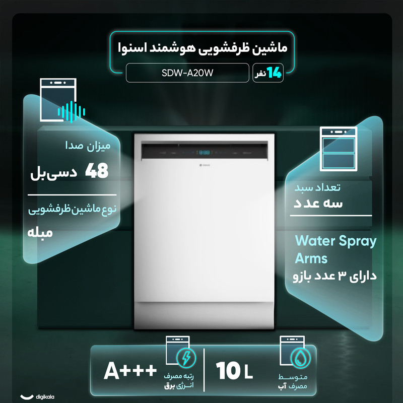 ماشین ظرفشویی 14 نفره اسنوا مدل SDW-A20W