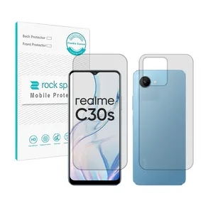 Rockspace HyGEL model transparent screen protector suitable for Realme C30s mobile phone along with the back of the phone