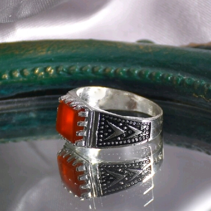 انگشتر نقره مردانه مدل سنگ عقیق کد 22