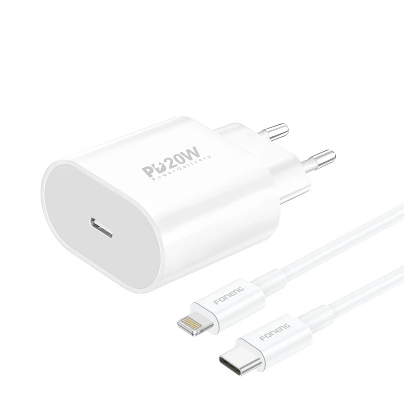شارژر دیواری 20 وات فوننگ مدل IPHONE 13 EU به همراه کابل لایتنینگ شارژر دیواری 20 وات فوننگ مدل IPHONE 13 EU به همراه کابل لایتنینگ
