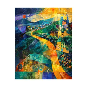 کاغذ دیواری مدل موزاییکی شهر روشن کد AR3060557