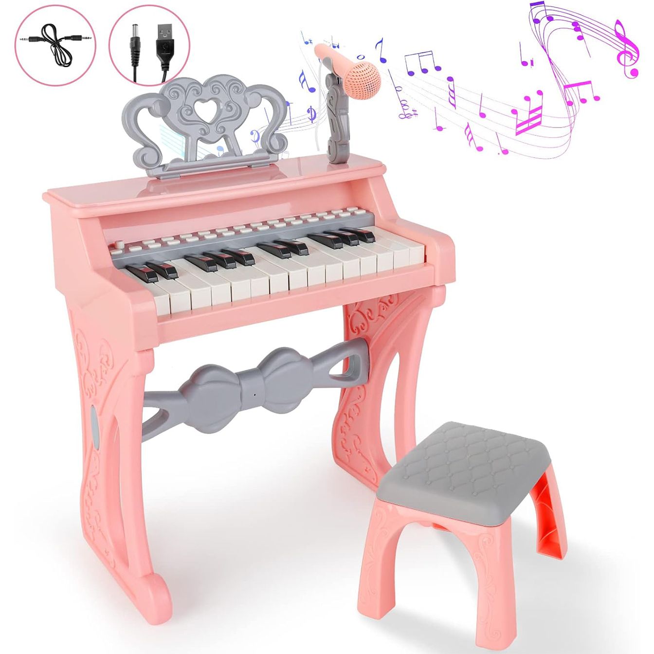 اسباب بازی موزیکال مدل پیانو پایه دار و میکروفون کد 32828 -  - 9