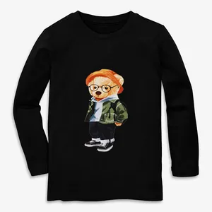 تی شرت آستین بلند پسرانه مدل نخ پنبه ای خرسی تدی کد BZ002 teddy