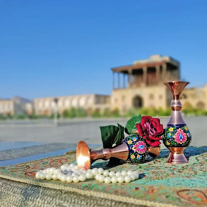 ست 3 تکه گلدان و شکلات خوری مسی مدل پرداز کد so24