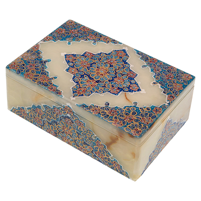 جعبه سنگ مرمر طرح آبرنگ کاری مدل تذهیب پرکار