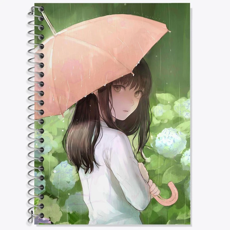 دفتر زبان 50 برگ خندالو مدل سه خط طرح دختر انیمه ای کد 18095