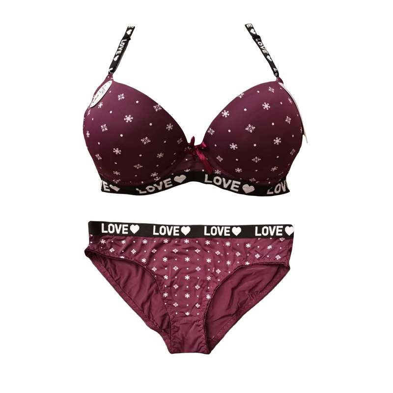 ست شورت و سوتین زنانه مدل ستاره رنگ بادمجانی