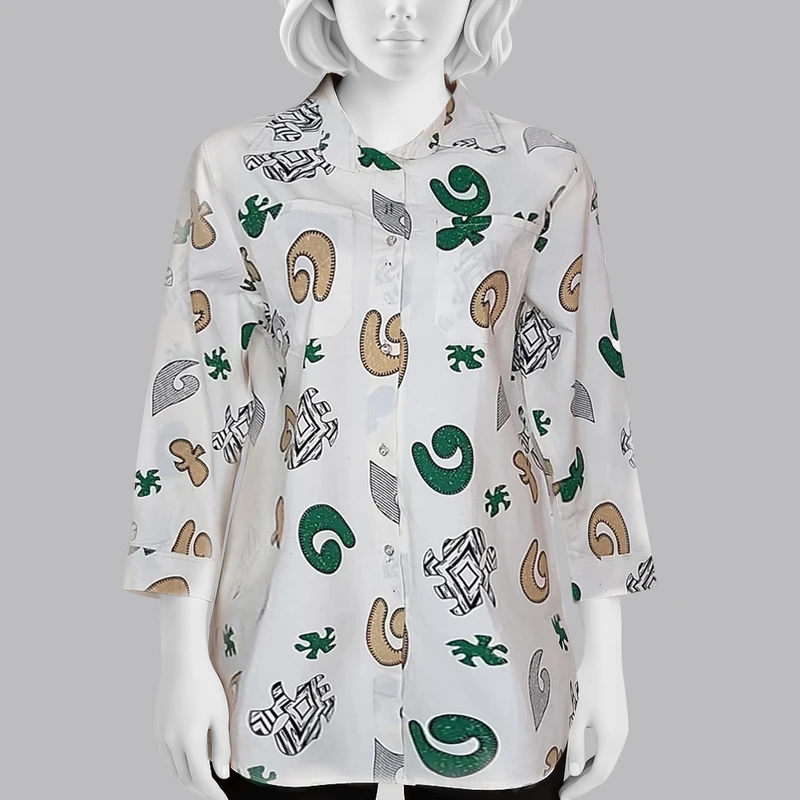 مانتو زنانه مدل لینن طرح پازل 4