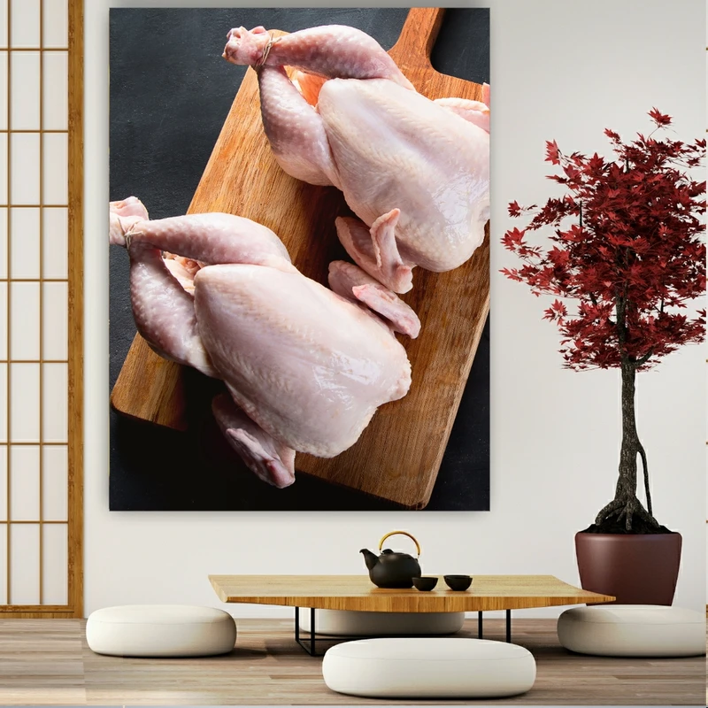 تابلو بوم طرح مخمل مواد غذایی مدل مرغ خام کد GR1274