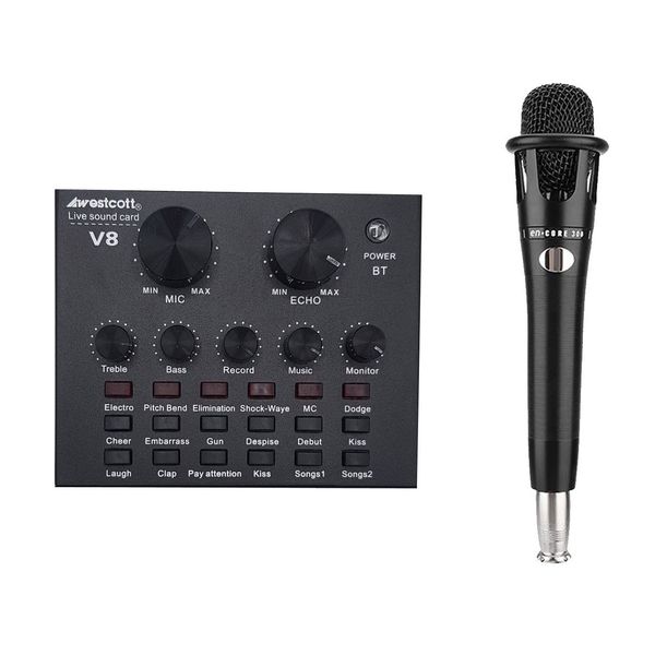 کارت صدا استودیو وسکات مدل v8 به همراه میکروفون کاندنسر کارت صدا استودیو وسکات مدل v8 به همراه میکروفون کاندنسر