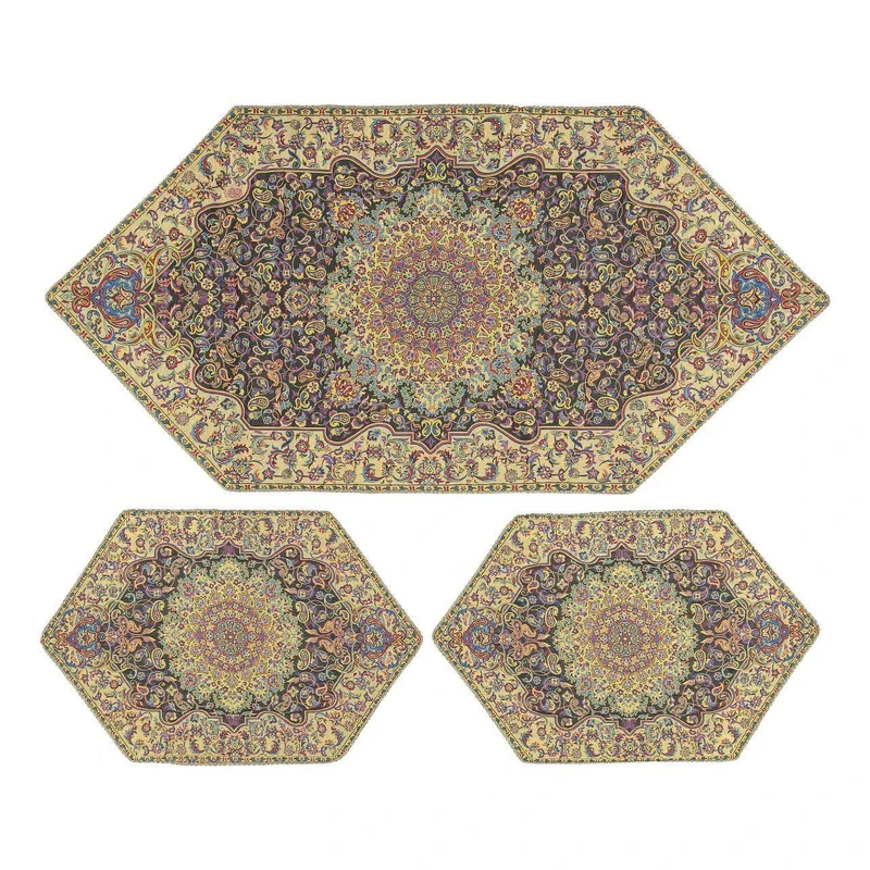 رومیزی ترمه مدل فرحزاد کد 400 بسته 3 عددی