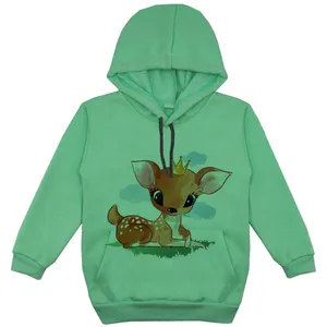 هودی دخترانه مدل آهو F128 رنگ سبز