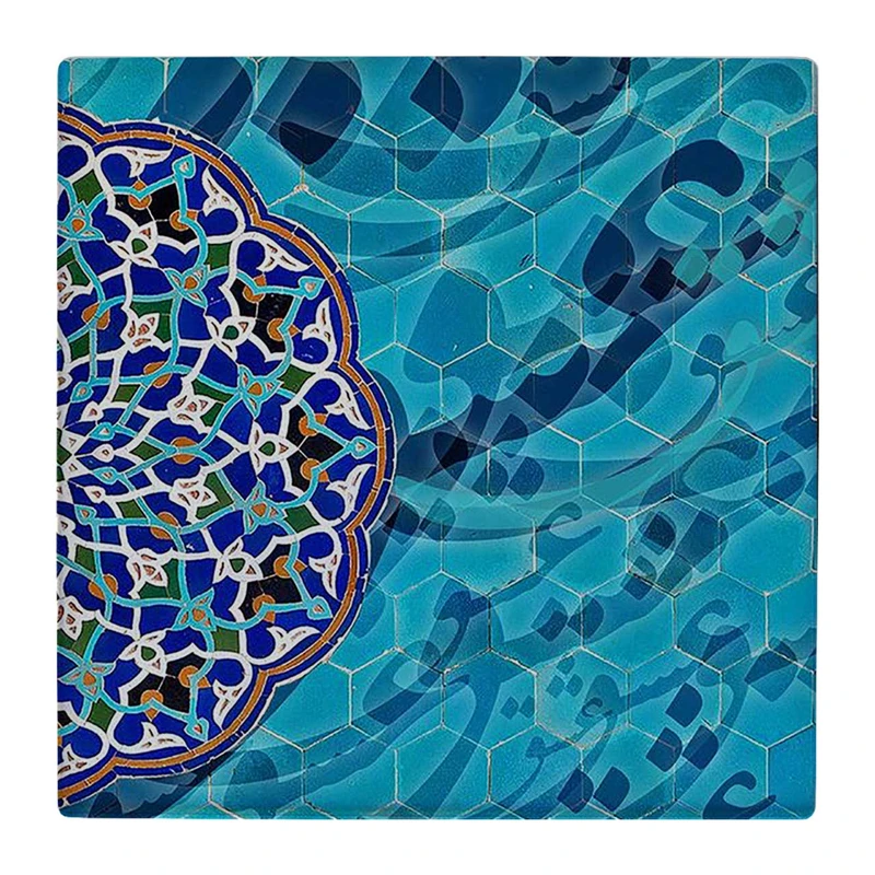 زیر لیوانی  طرح نقوش هندسی و کلمه عشق کد    4806193_3549