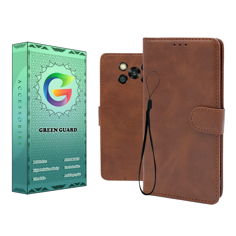 کیف کلاسوری گرین گارد طرح چرمی مدل Landing مناسب برای گوشی موبایل شیائومی Poco X3 / X3 NFC / X3 Pro به همراه بند آویز