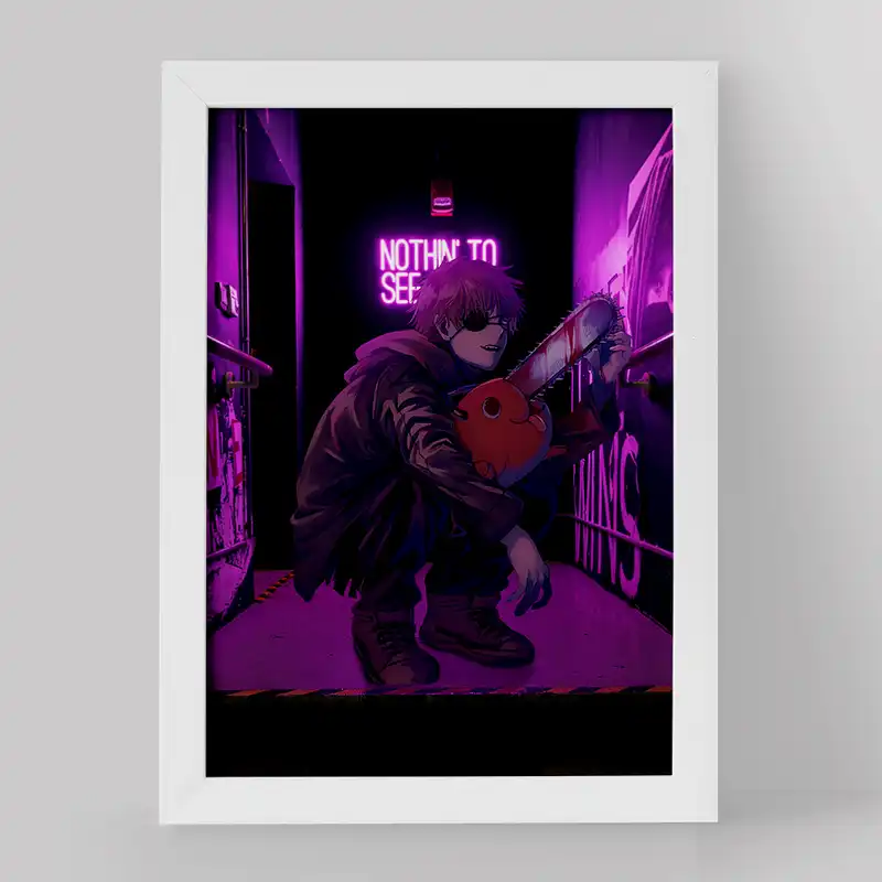 تابلو خندالو مدل پوچیتا و دنجی انیمه مرد اره ای کد 17937