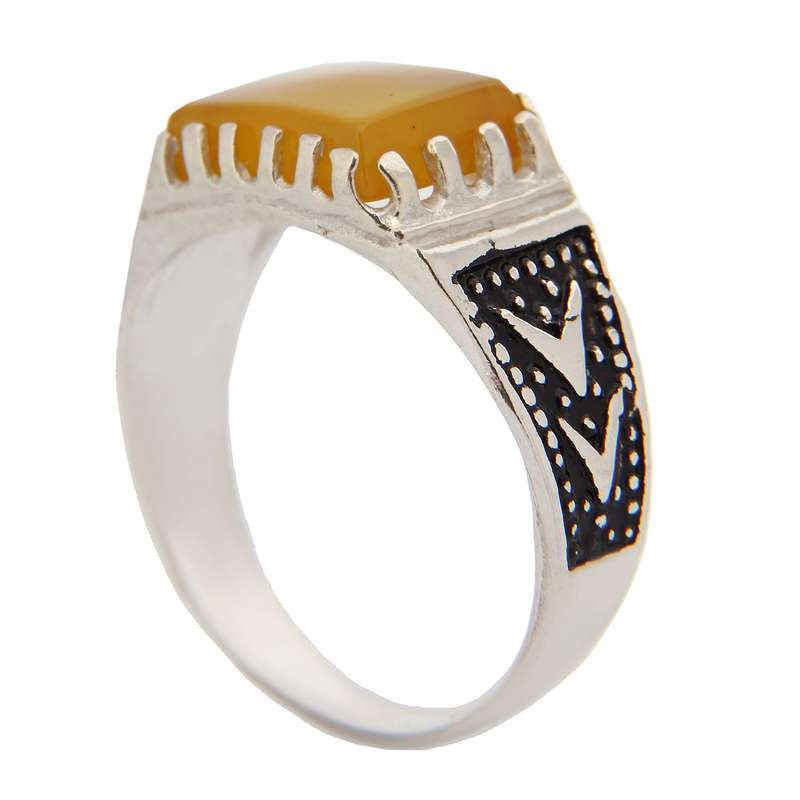 انگشتر نقره مردانه مدل سیلندری سنگ عقیق شرف الشمس کد AM_5141