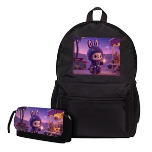 کوله پشتی مدل مدرسه طرح  Labubu به همراه جامدادی