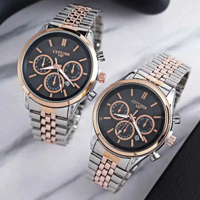 ست ساعت مچی عقربه ای  زنانه و مردانه  مدل تک موتور ساده 04