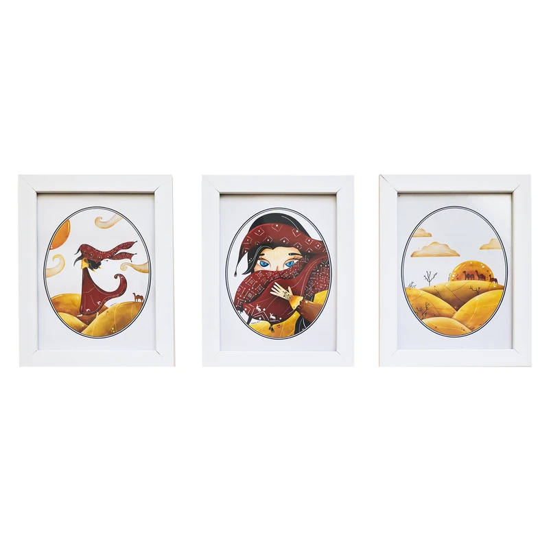 تابلو طرح کولی کد NA-W301 فریم سفید مجموعه سه عددی  