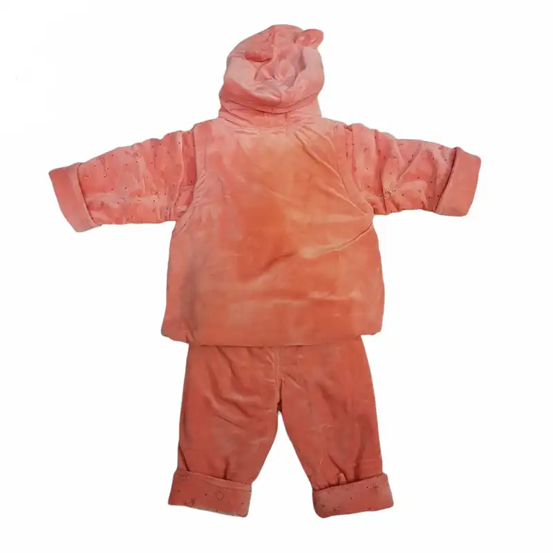 ست کاپشن و شلوار نوزادی مدل ASH405 رنگ گلبهی