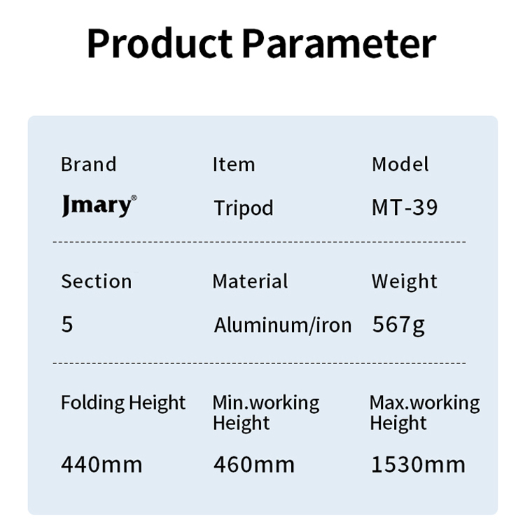 سه پایه دوربین جی ماری مدل MT39 V2