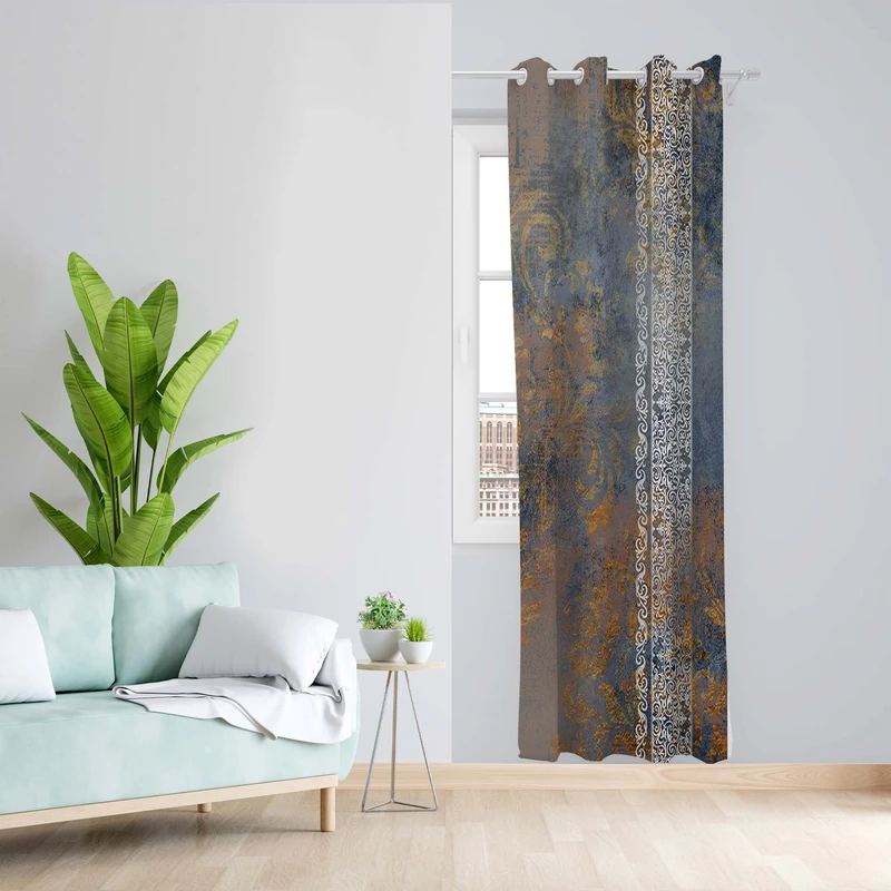 پرده طرح حاشیه دار مدل مخمل پانچی کد 5131aR z سایز 140x200 سانتی متر