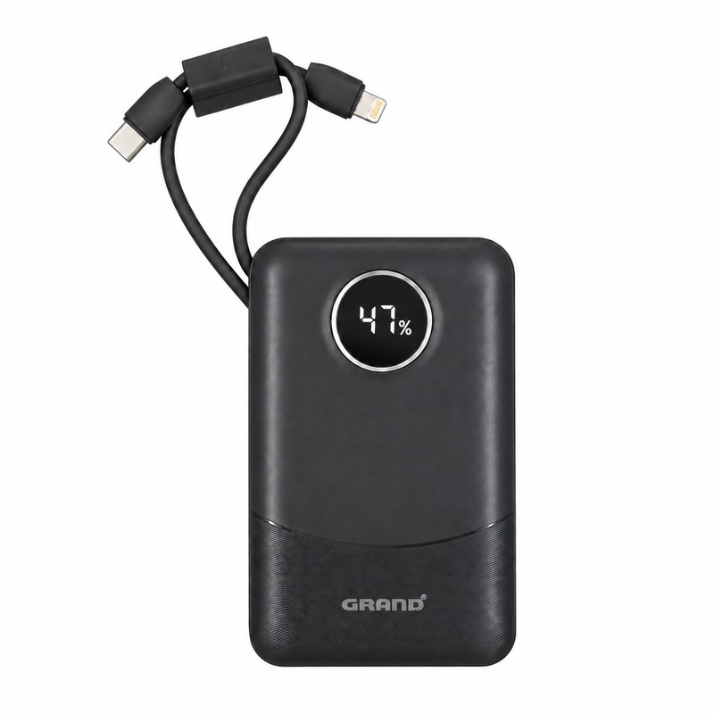 پاوربانک 22.5 وات گرند اسکای مدل GP - 116 با ظرفیت 10000 میلی‌آمپرساعت به همراه دو کابل USB-C / لایتنینگ