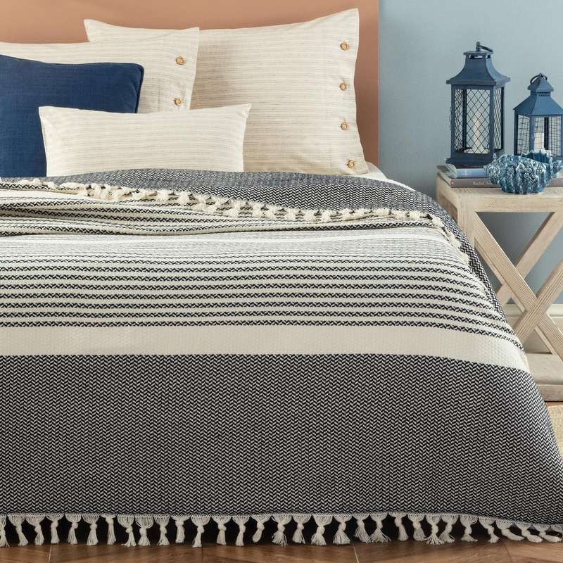 روتختی مادام کوکو مدل Denney Ekru Indigo تک نفره سایز 220×160 سانتی متر