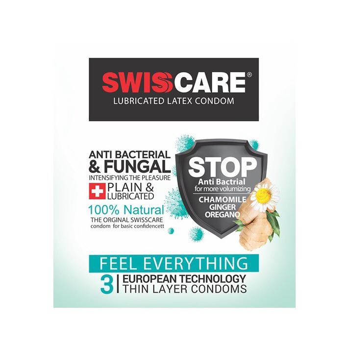 کاندوم سوئیس کر مدل ANTI BACTERIAL بسته 3 عددی