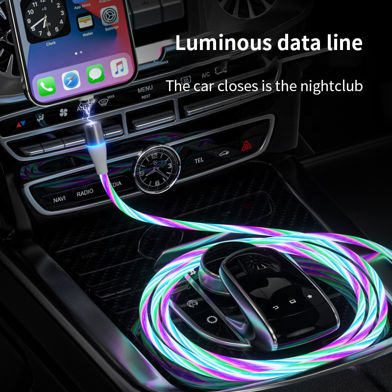 کابل تبدیل مغناطیسی USB به MicroUSB / USB-C / لایتنینگ مدل 1x3 LED طول 1 متر