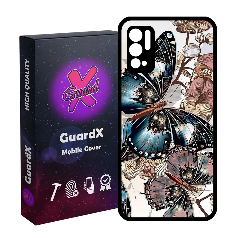 کاور گارد ایکس طرح پروانه مدل Glass10285 مناسب برای گوشی موبایل شیائومی Redmi Note 10 5G / Poco M3 Pro
