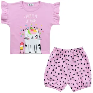 ست تی شرت و شلوارک دخترانه نیروان مدل 2173 -2