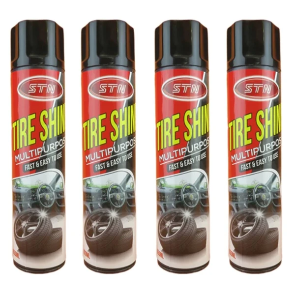 اسپری واکس لاستیک و داشبورد خودرو اس تی ان مدل SHINE حجم 650 میلی لیتر مجموعه 4 عددی