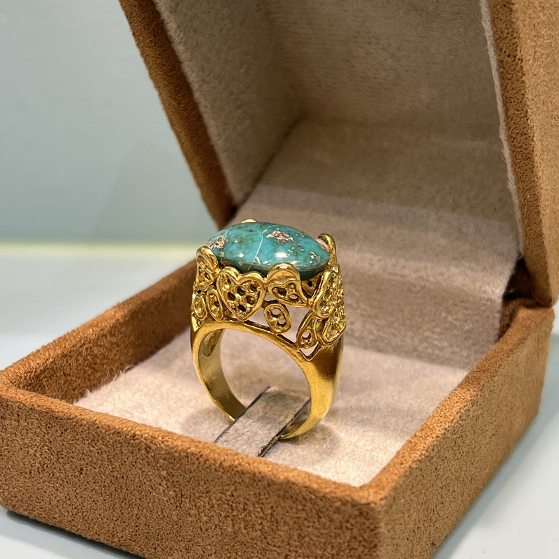 انگشتر نقره زنانه مدل گوارسه فیروزه نیشابوری انگشتر نقره زنانه مدل گوارسه فیروزه نیشابوری