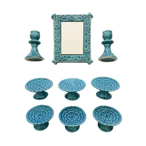 مجموعه ظروف هفت سین 9 پارچه طرح فیروزه مدل 55248